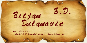 Biljan Dulanović vizit kartica